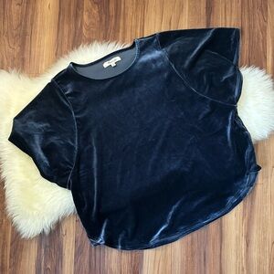 Madewell Blue Velvet Flowy Regal Classy Shirt • Size S
